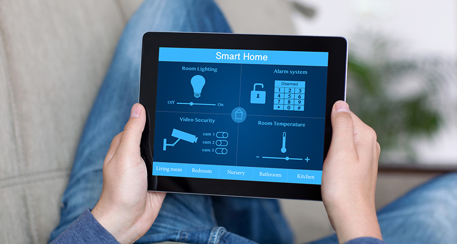 The ability to access and control security components from a mobile device is one of the top smart home trends in West Bloomfield. Close-up of smart home security app.